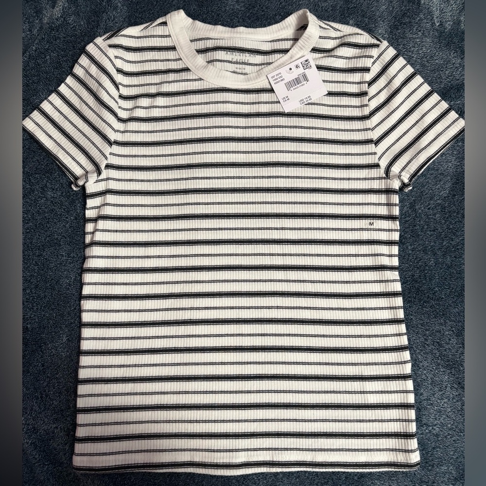 Black and white striped baby tee
